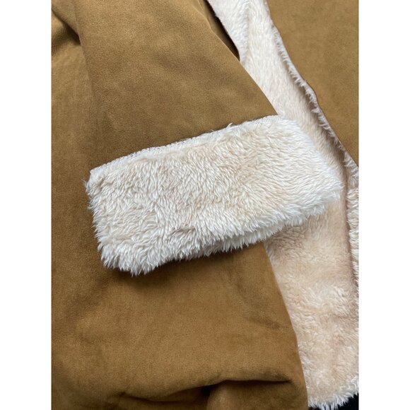 Hem & Thread Womens Faux Suede Open Front Jacket With Sherpa Lining Sz M - Picture 7 of 10
